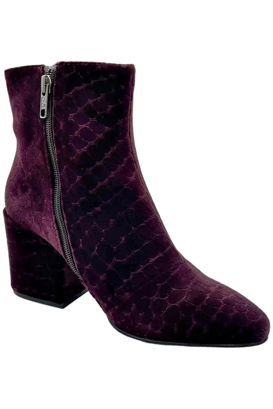 Ash Erika Velvet Block Heel Booties Plum - Medium